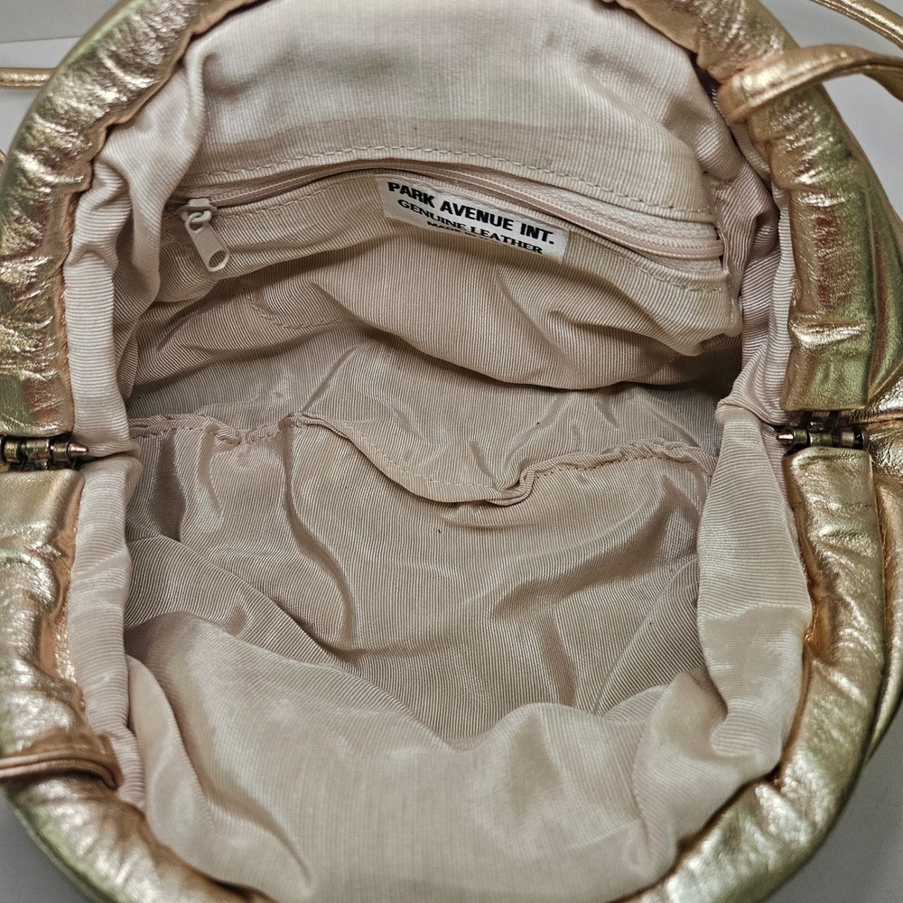 Park Avenue International Vintage 80s Gold Metallic Leather Pouch Clutch Bag USA - Picture 10 of 15